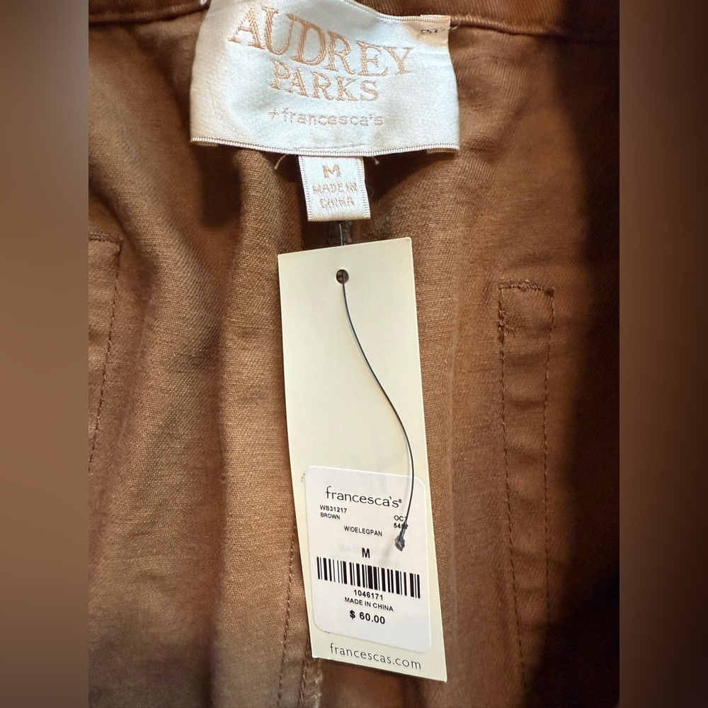 Francesca's Collections Brown Wide Leg Pants Aubrey Parks - Picture 7 of 7